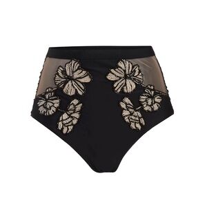 PatBO High-Waist Embroidered Bikini Bottoms Size S slimming granny core cottage